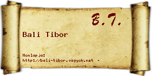 Bali Tibor névjegykártya